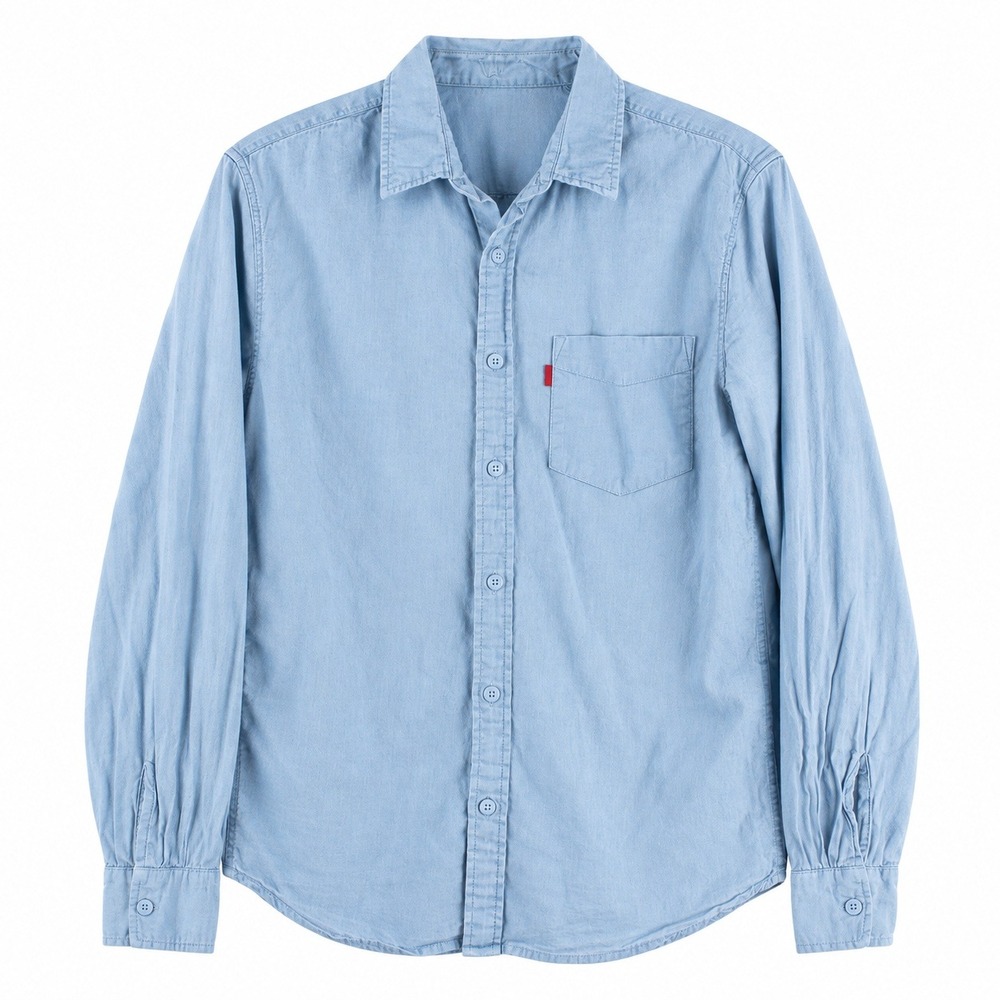 Levis Mens Light Blue Cotton Linen Blend Long Sleeve Button Down Shirt Size M